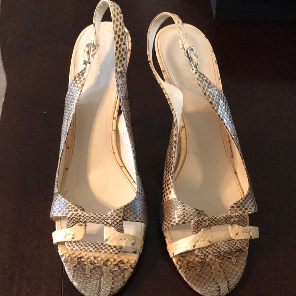 Calvin Klein snakeskin Slingback 4in heel sz8.5